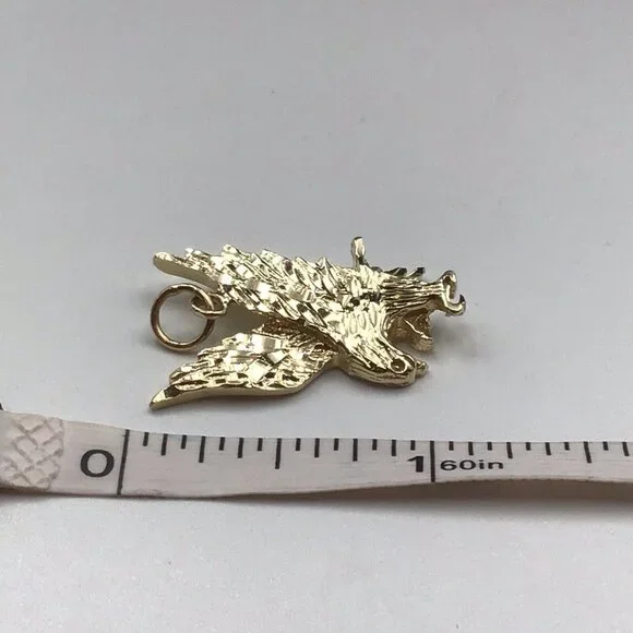 14K Yellow Gold Eagle Pendant Diamond Cut 4.1 Gms 1” New